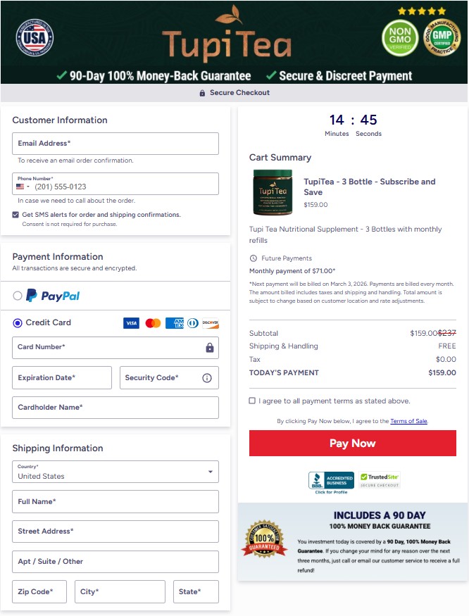 Tupi Tea Order Pages